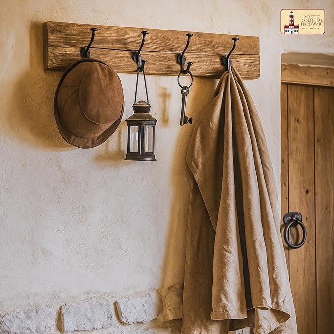"Mystic Colonial Medieval Cast Iron Wall Hooks � Set of 2 Heavy Duty Dual Hooks - Image 4