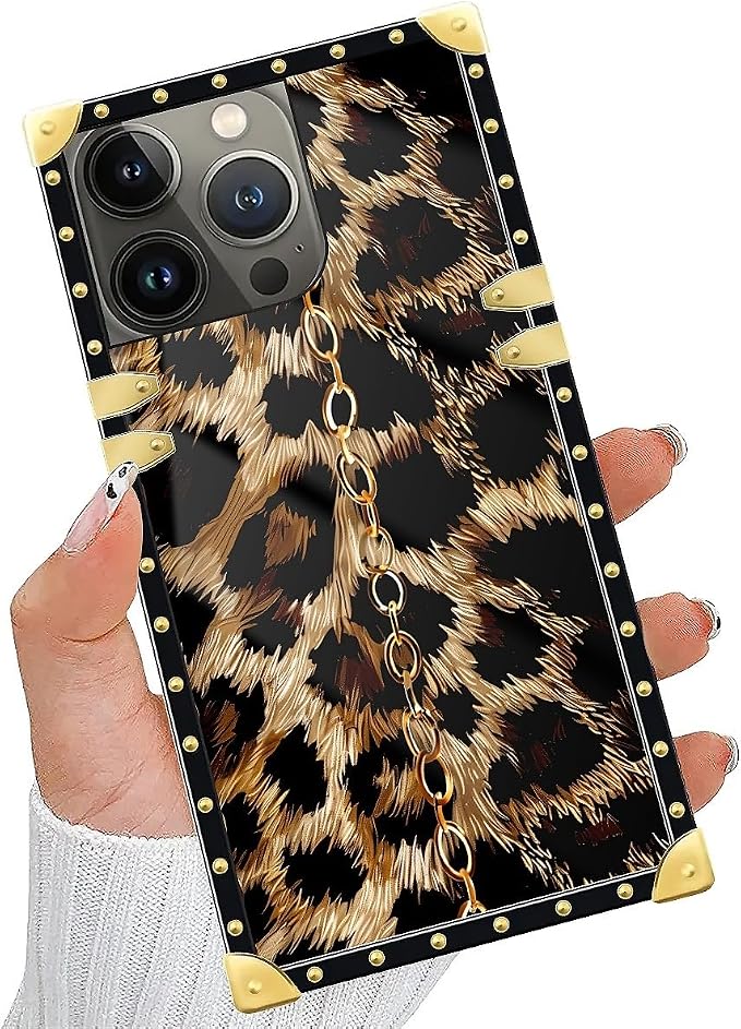 Compatible with iPhone 15 Pro Max Case, Seamless Gold Chain Leopard Luxury - Image 5