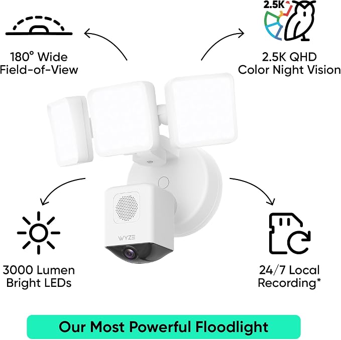 WYZE Floodlight Camera Pro, PCMag Editors' Choice 3000-Lumen LEDs, 2.5K HD - Image 2