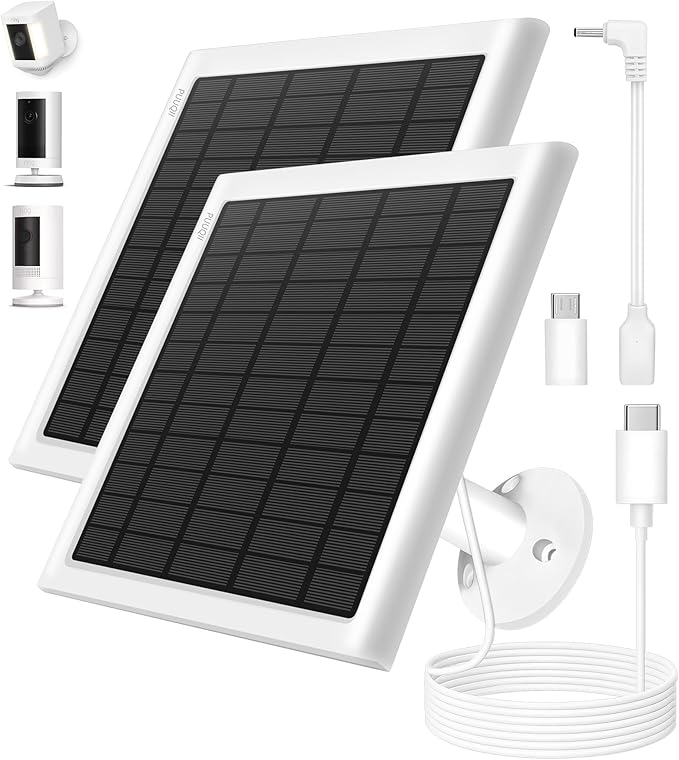 8W Solar Panel for Ring Camera, Spotlight Cam Battery, Includes Barrel Plug to by PUUQII