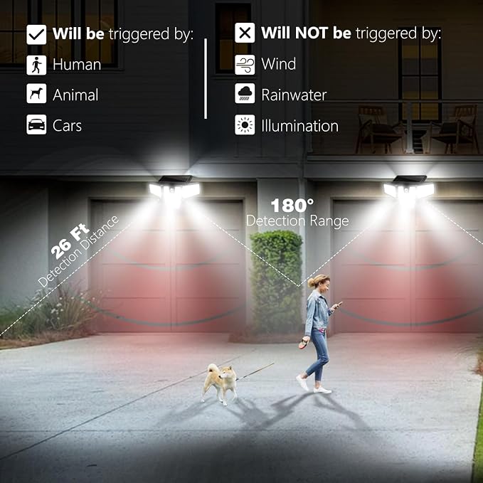 AmeriTop Solar Lights Outdoor, 2 Pack 300 LED High Brightness Cordless Solar - Image 2