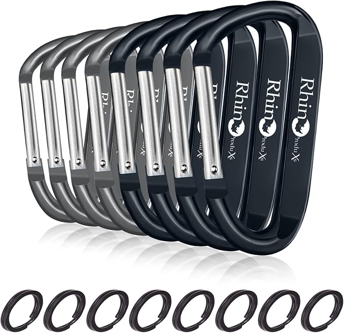 Rhino Produxs 8PCS of Lightweight Duty Snap Carabiner Clips, D Ring Shape by Rhino+Produxs