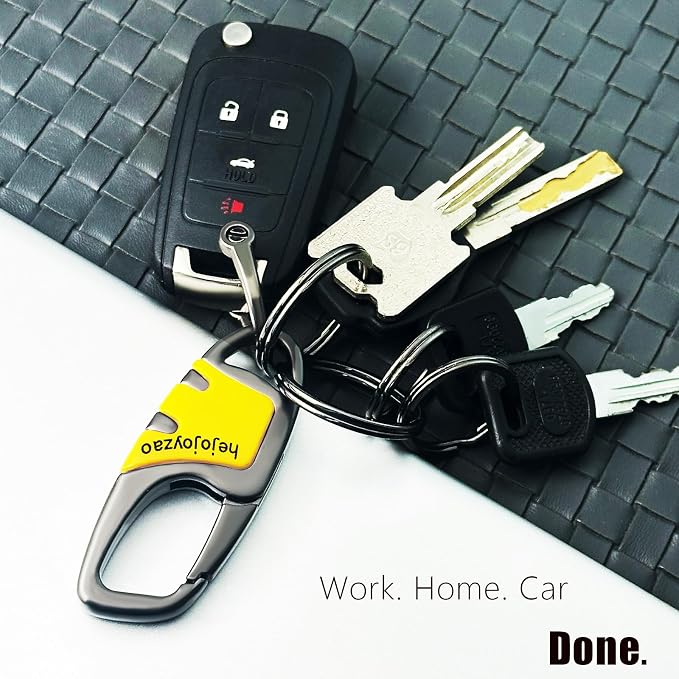 Keychain with Carabiner Clip, 4 Heavy Duty Key Rings and D Ring - Image 4