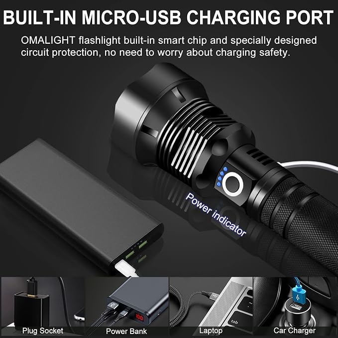 OMALIGHT Rechargeable LED Flashlight, 000 Lumens Super Bright Tactical - Image 6