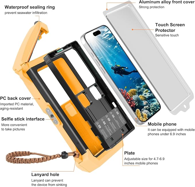 Underwater Phone Case for Snorkeling & Diving, IP68 Waterproof Case for Swimming - Image 5