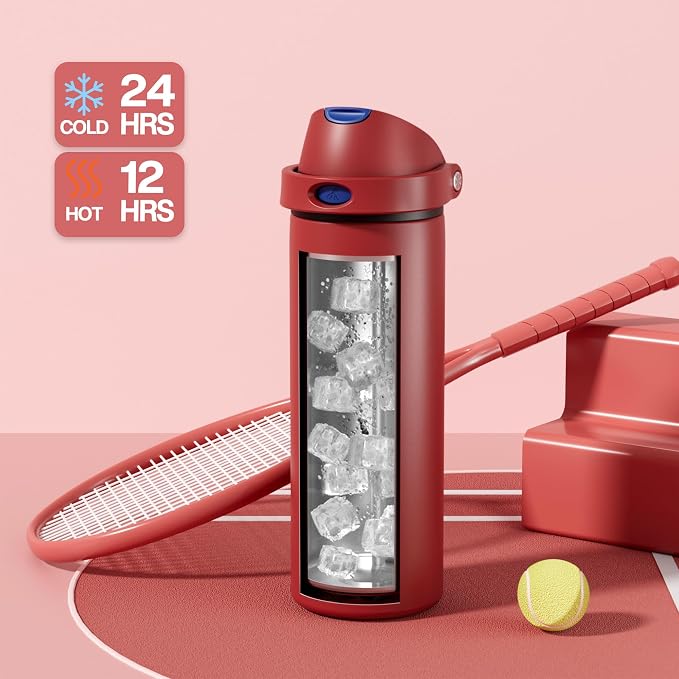 POWCAN 24 oz Steel Water Bottle: 2-in-1 Push-Button Spout & Flip Straw - Image 3