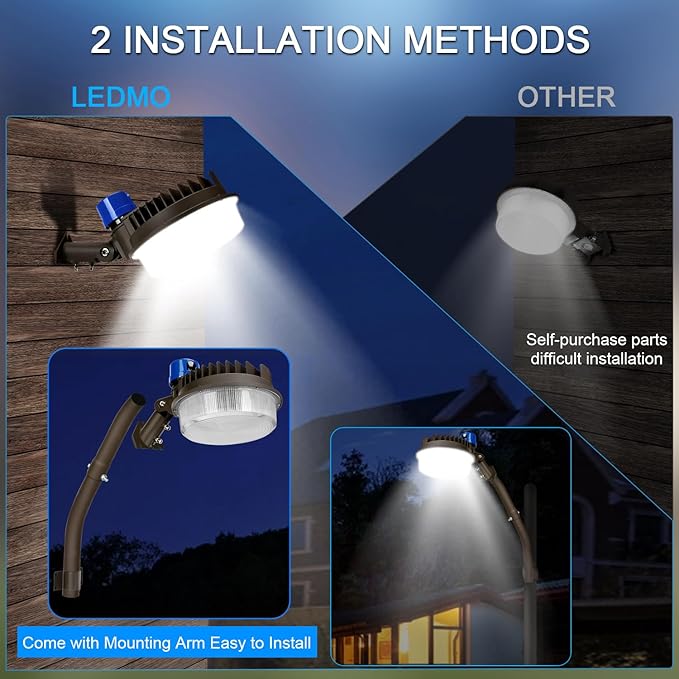 ledmo 120W LED Barn Light Dusk to Dawn Outdoor Lighting 18000lm 5000K LED - Image 3