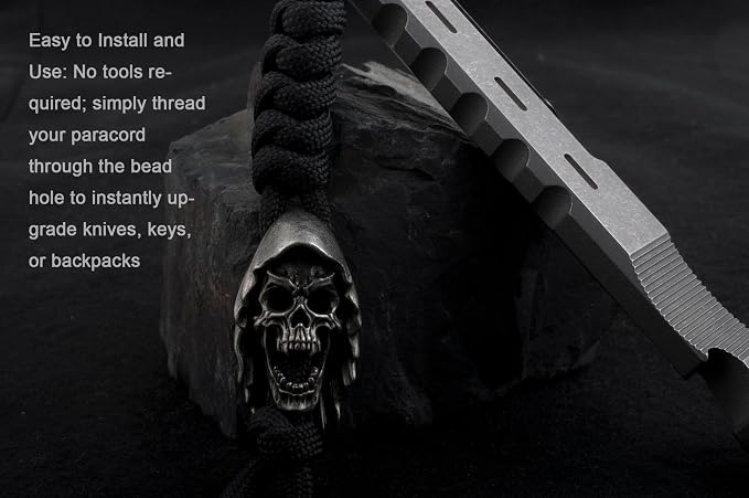 Skull Paracord Beads for DIY Craft Projects Knife Lanyards Keychains Zipper - Image 7
