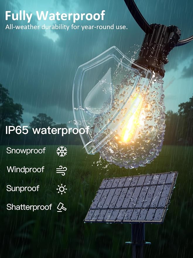 luckystyle 50FT Solar String Lights Outdoor Waterproof - Image 4