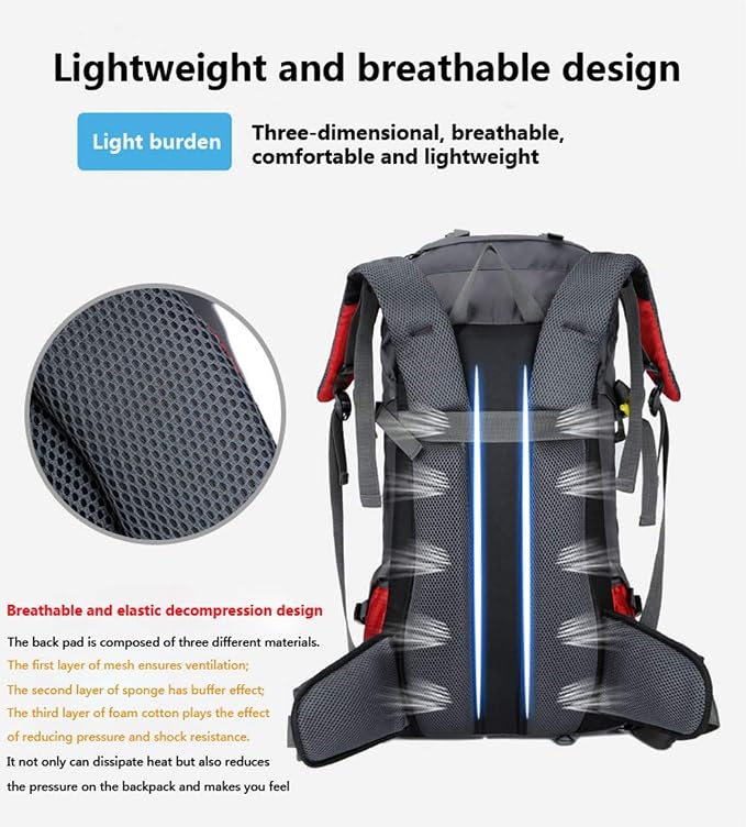 Bseash 60L Waterproof Hiking Camping Backpack - Image 8
