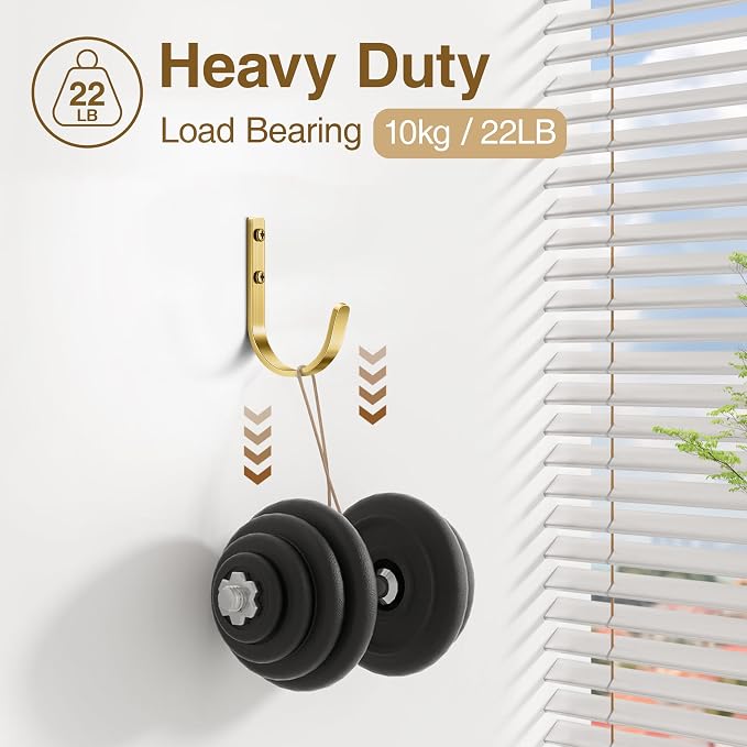 10 Pack Wall Hooks for Hanging Towel/Coat - 22LB Screw in Metal Hanger Wall - Image 5