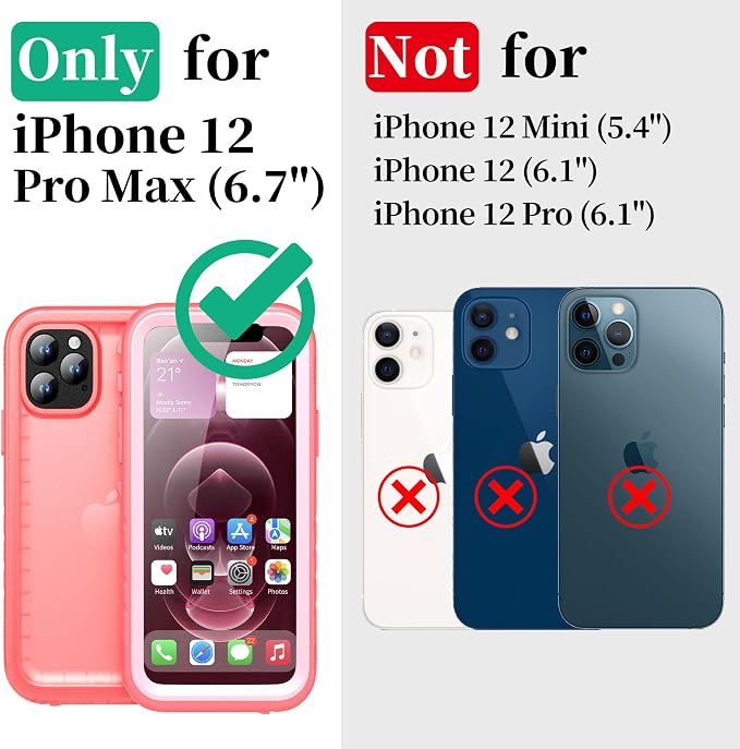 Cozycase Compatible with iPhone 12 Pro Max Case Waterproof, Built-in Screen - Image 2