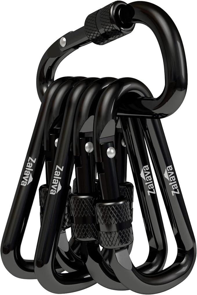 6PCS Carabiner Keychain, 2 inch Aluminum D-Clip Caribeener by Zalava