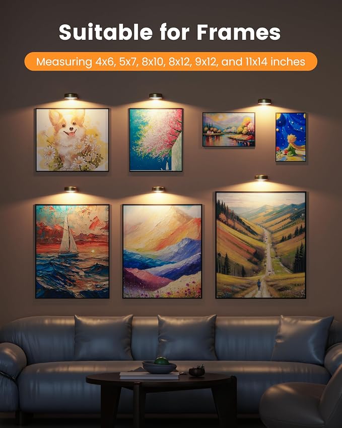 Picture Lights for Wall, Wireless 2000mAh Rechargeable Magnetic LED Puck Lights - Image 5