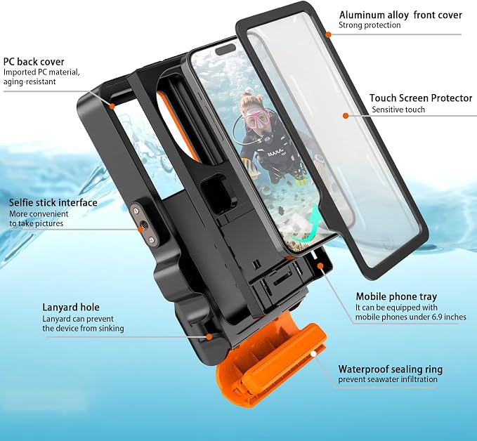 Waterproof Phone Case for Snorkeling & Diving, IP68 Waterproof Hard Case for - Image 4