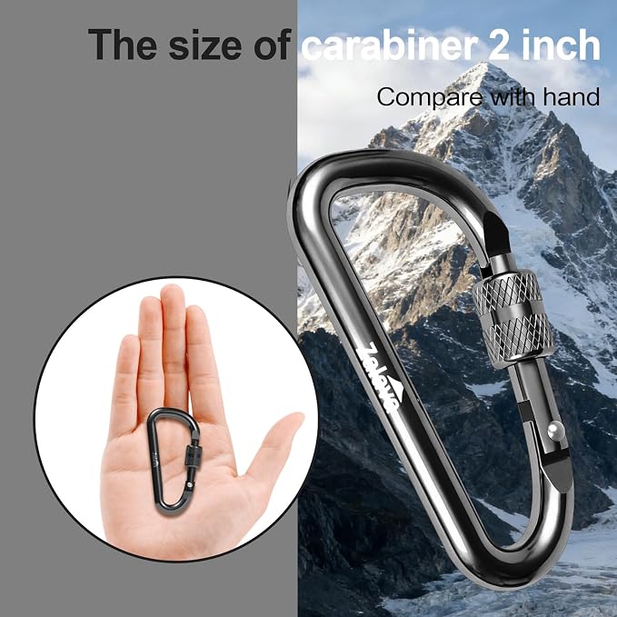 6PCS Carabiner Keychain, 2 inch Aluminum D-Clip Caribeener - Image 3