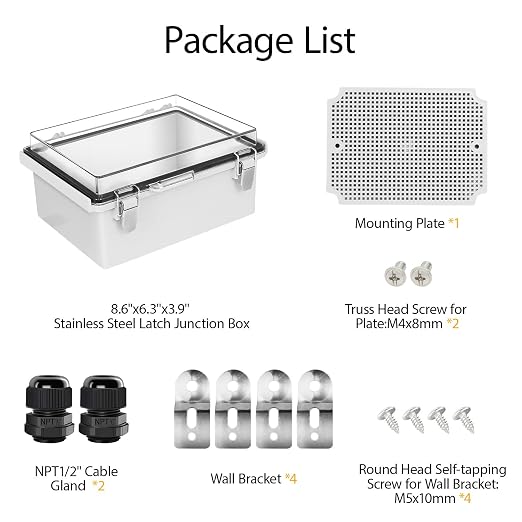 LeMotech Electrical Box, IP67 Waterproof Hinged Clear Cover Stainless Steel - Image 8