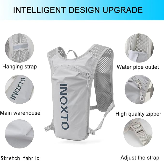 INOXTO Running Hydration Vest Backpack, Lightweight Insulated Pack - Image 2