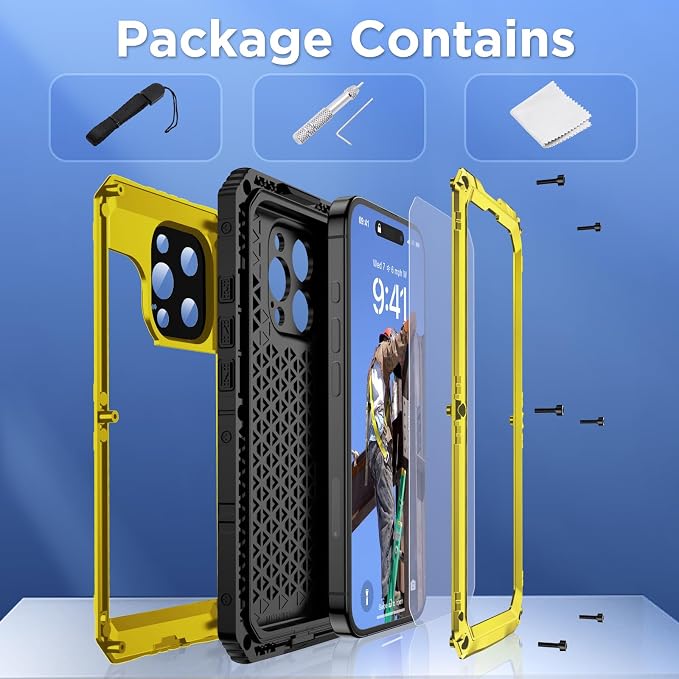 Mitywah Waterproof Case for iPhone 16 Pro Max, Heavy Duty Metal Cover - Image 6