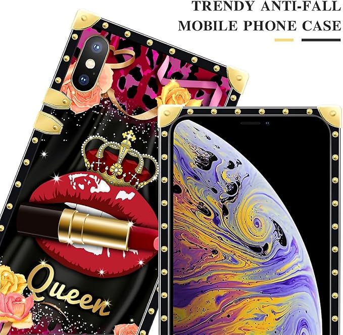 Compatible with iPhone XR Case, Queen Lip Crown Leopard Print Luxury Golden - Image 4