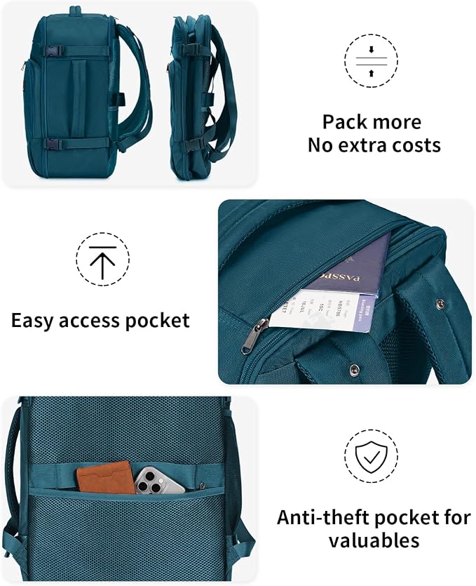 ECOHUB Travel Backpack for Women, Laptop Carry on Backpack - Image 8