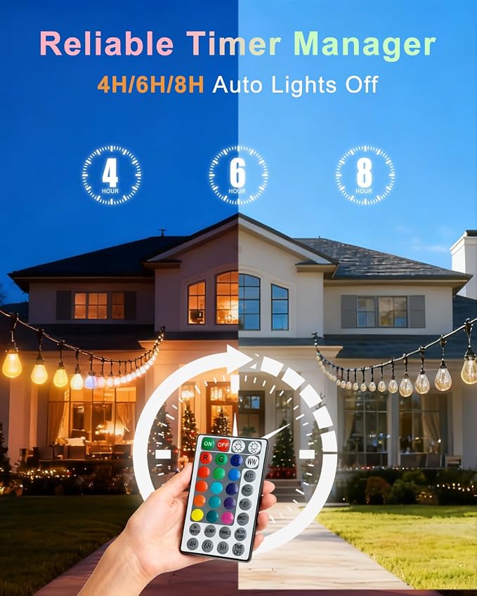 Lightdot 96FT Outdoor RGB String Lights, Dimmable Color Changing Waterproof LED - Image 2