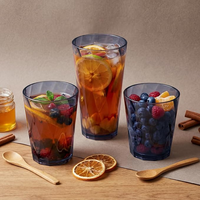 LemonRoad 24 Pack Reusable Plastic Drinking Glasses Set - 20oz & 13.5oz - Image 6