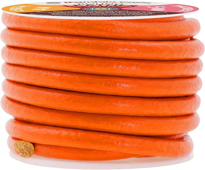 Mandala Crafts Round Genuine Orange Leather Cord - Image 2
