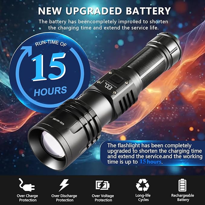 Rechargeable LED Flashlights 10000.00 High Lumens - Image 5