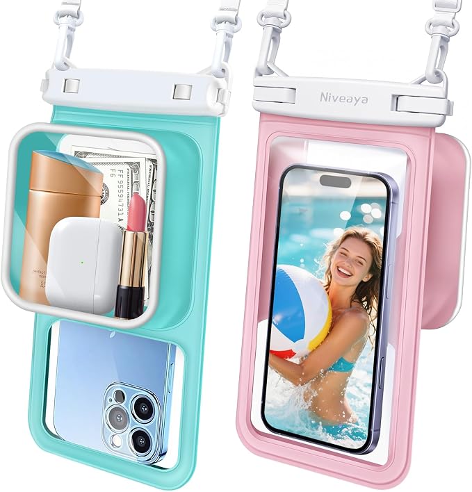 Niveaya [Floatable Floating Waterproof Phone Pouch 2 Pack-Up to 8.5", Large by Niveaya