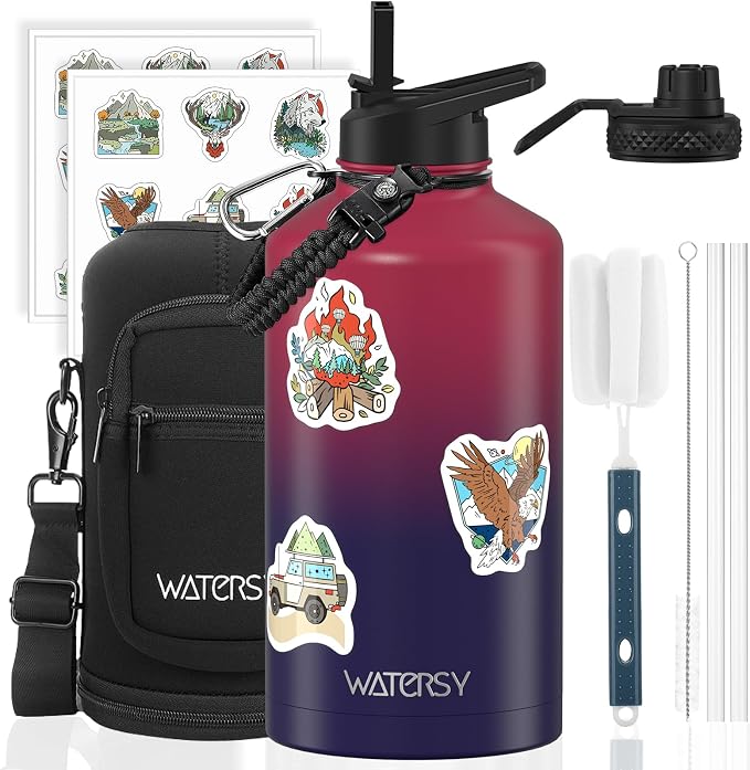 87oz Insulated Water Bottle, BPA Free&Leak Proof, 1.5 Gallon Stainless Steel by Watersy