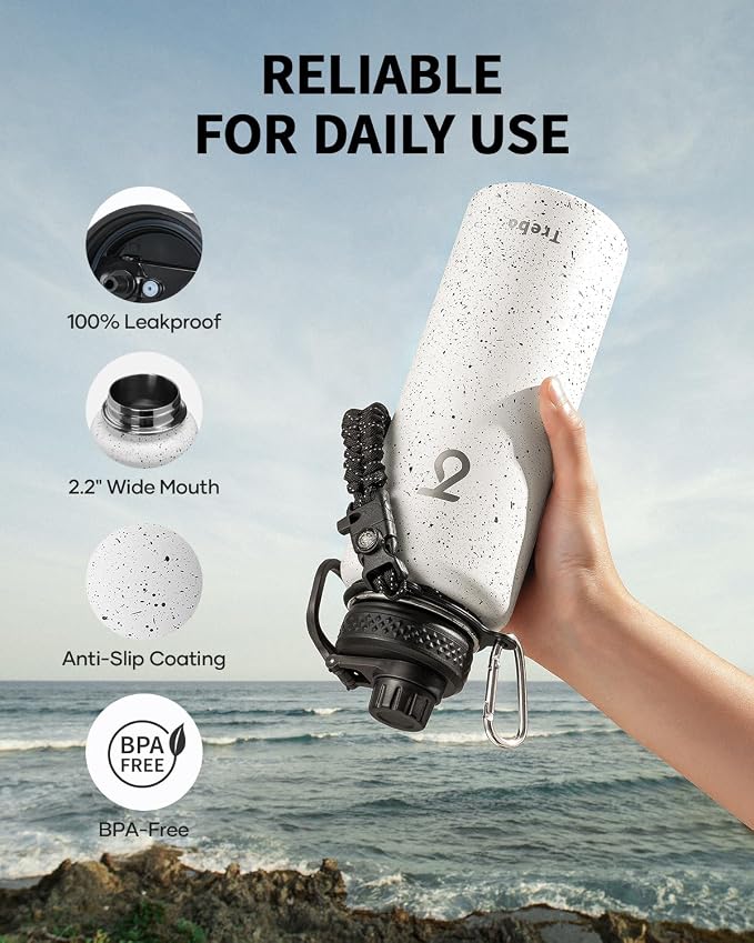 Trebo Water Bottle 40oz with Paracord Handle, Half Gallon Large Vacuum Triple - Image 5