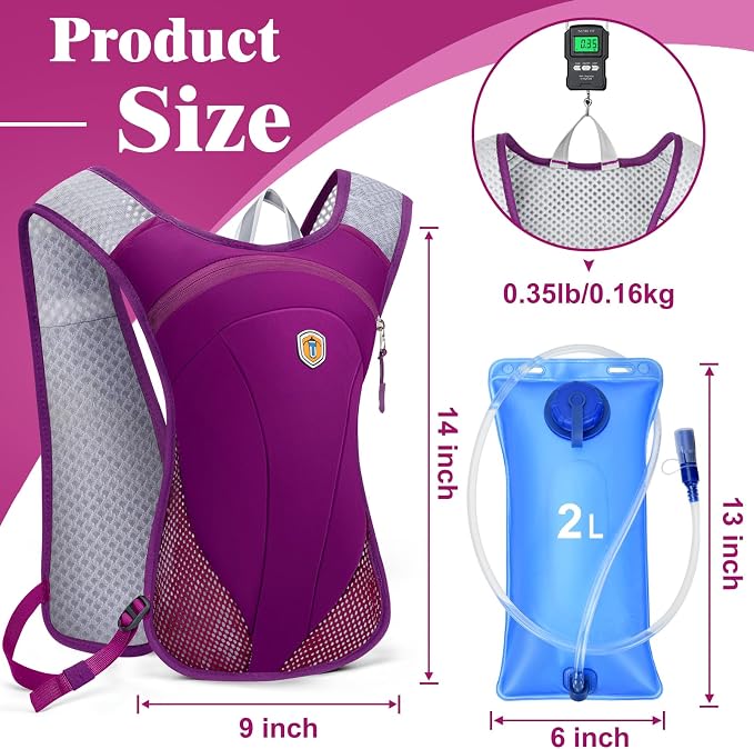 Hydration Backpack with 2L Water Bladder Bag, Lightweight and Breathable - Image 2