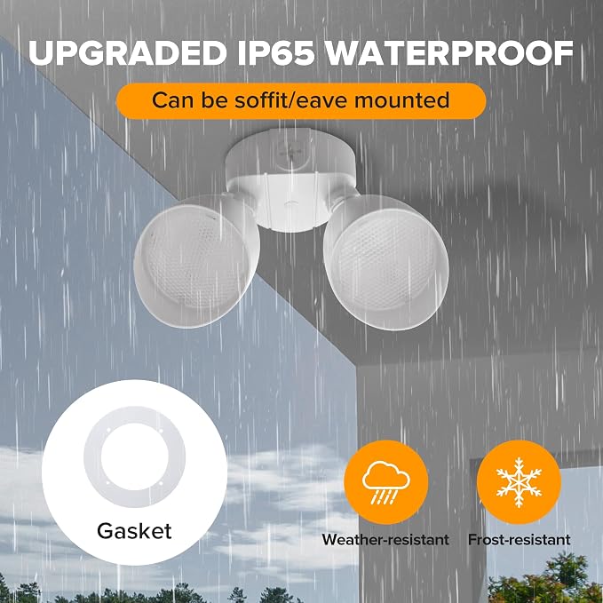 UME 2-Packs 2500 Lumen 32 Watt 28 LED Dual-Head Floodlight Outdoor, Full Metal - Image 4