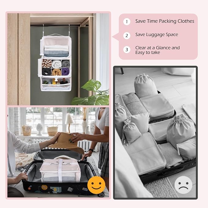 Surblue Hanging Shelves Travel Storage Bag Compression Packing Cube - Image 4