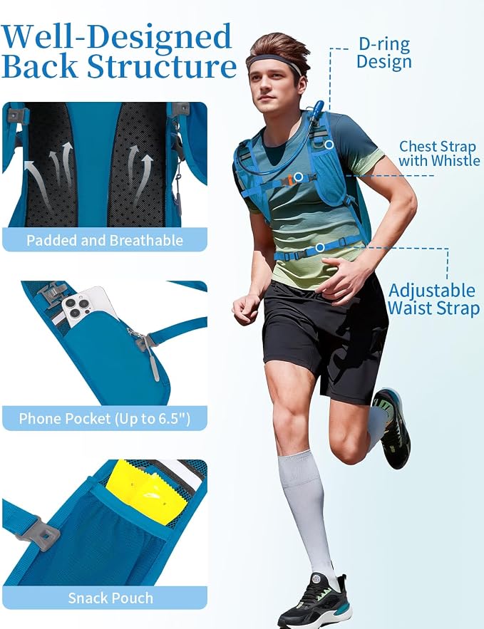 Hydration Backpack with 2L Water Bladder, Hiking Water Backpack - Image 6