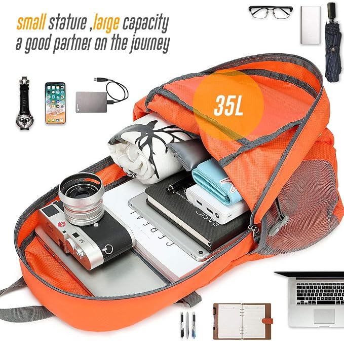 35L Lightweight Packable Backpack Waterproof Durable Hiking Travel Backpack - Image 7