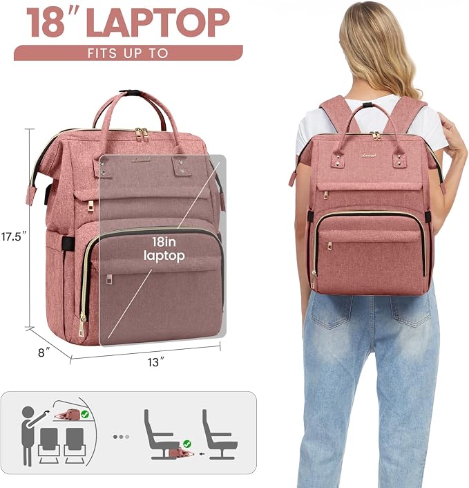 LOVEVOOK Laptop Backpack for Women, 18 Inch Professional Womens Travel Backpack - Image 6