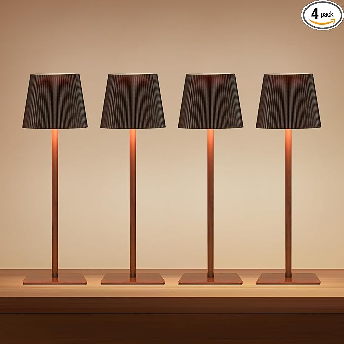 LUTEC 4 Pack Cordless Table Lamp, 6000mAh Rechargeable Battery Operated Desk by LUTEC