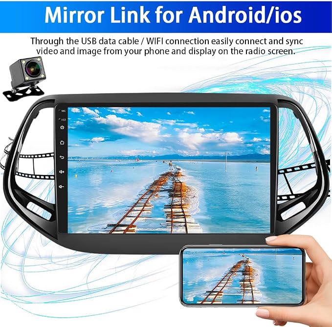 10" Android 13 Car Stereo for Jeep Compass 2017-2019, 2.5D 1080P HD Touch Screen - Image 6