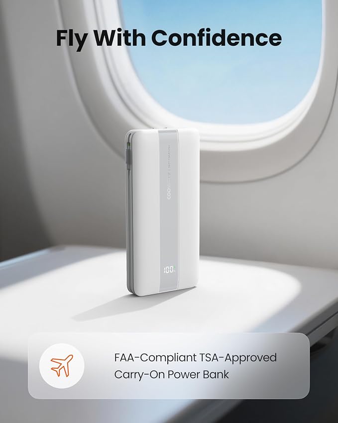 Fast Charging Power Bank, USB C Portable Charger Built-in Cables and Wall Plug - Image 7