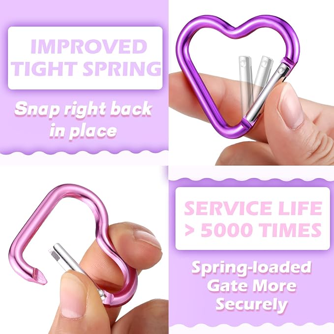Shimeyao Heart Keychain Clips Bulk, Aluminum Alloy Snap Heart Shaped Carabiner - Image 3