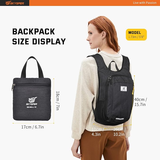 SKYSPER Small Daypack 10L Hiking Backpack Packable Lightweight Travel Day Pack - Image 6