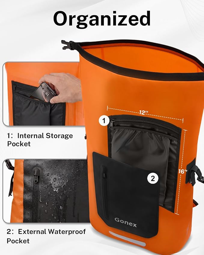 Gonex Ultralight Waterproof TPU Backpack, 35L Roll Top Dry Bag - Image 5