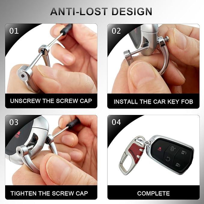 Keychain with Carabiner Clip, 4 Heavy Duty Key Rings and D Ring - Image 9