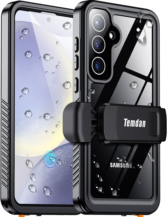 Temdan Compatible with Samsung Galaxy S24 Case Waterproof with Belt Clip Holster by Temdan