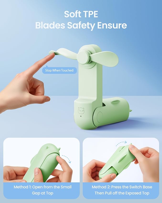 Gaiatop Portable Handheld Fan, 3 in 1 Mini Fan Handheld, Foldable Personal Fans - Image 6
