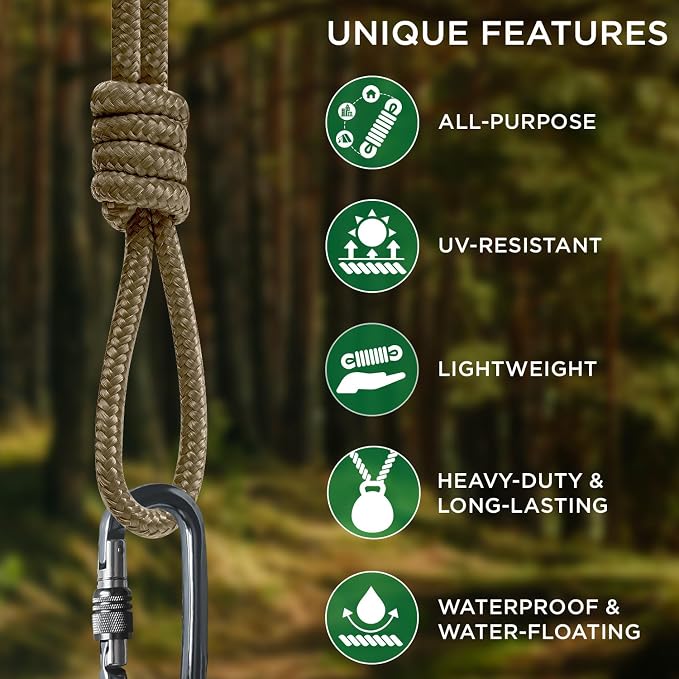 TECEUM Rope – 150 Feet x 1/4 Inch – Coyote Brown – Strong All-Purpose Utility - Image 4