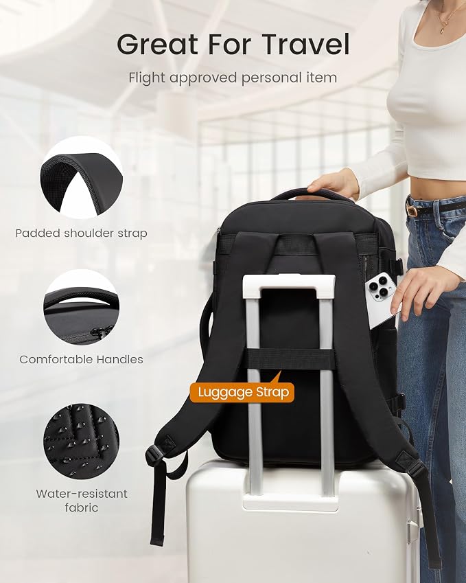 LOVEVOOK 40L Travel Backpack for Women Men, TSA Personal Item Travel Bag Fits - Image 6