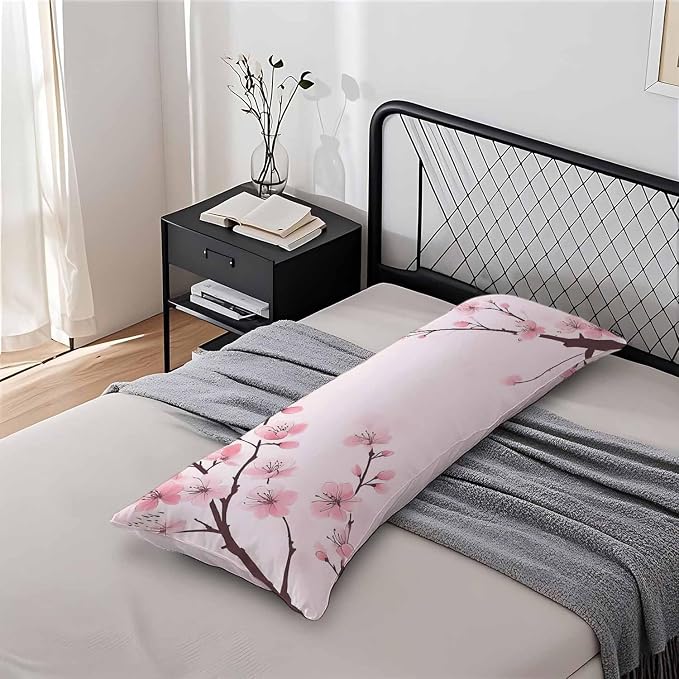 Couch Pillows Decorative Body Pillow Cover Cherry Blossom, Japanese Cherry Pink - Image 7